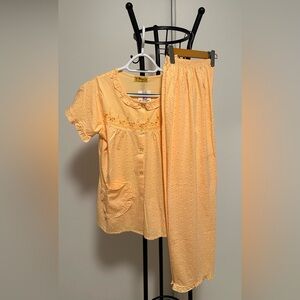 Cotton-Blend Embroidered Sleepwear/Pajama/Pyjama Set, Yellow